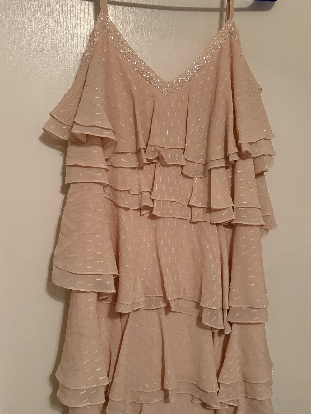 Rebecca Taylor Blush Tiered Ruffle Strapless Dress